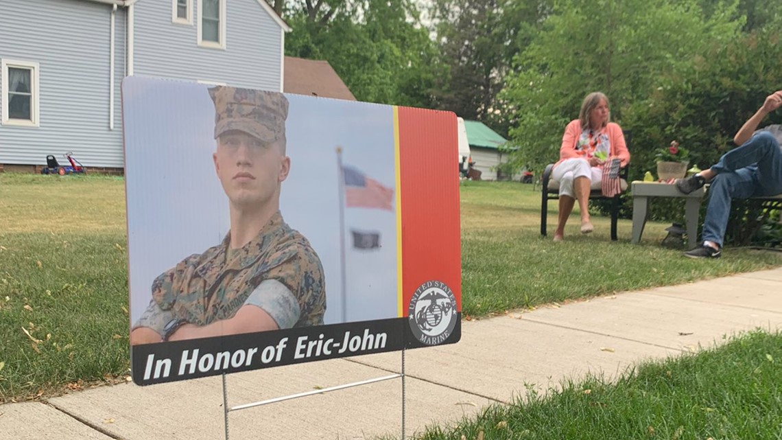 Hundreds line streets to spend respects to fallen marine
