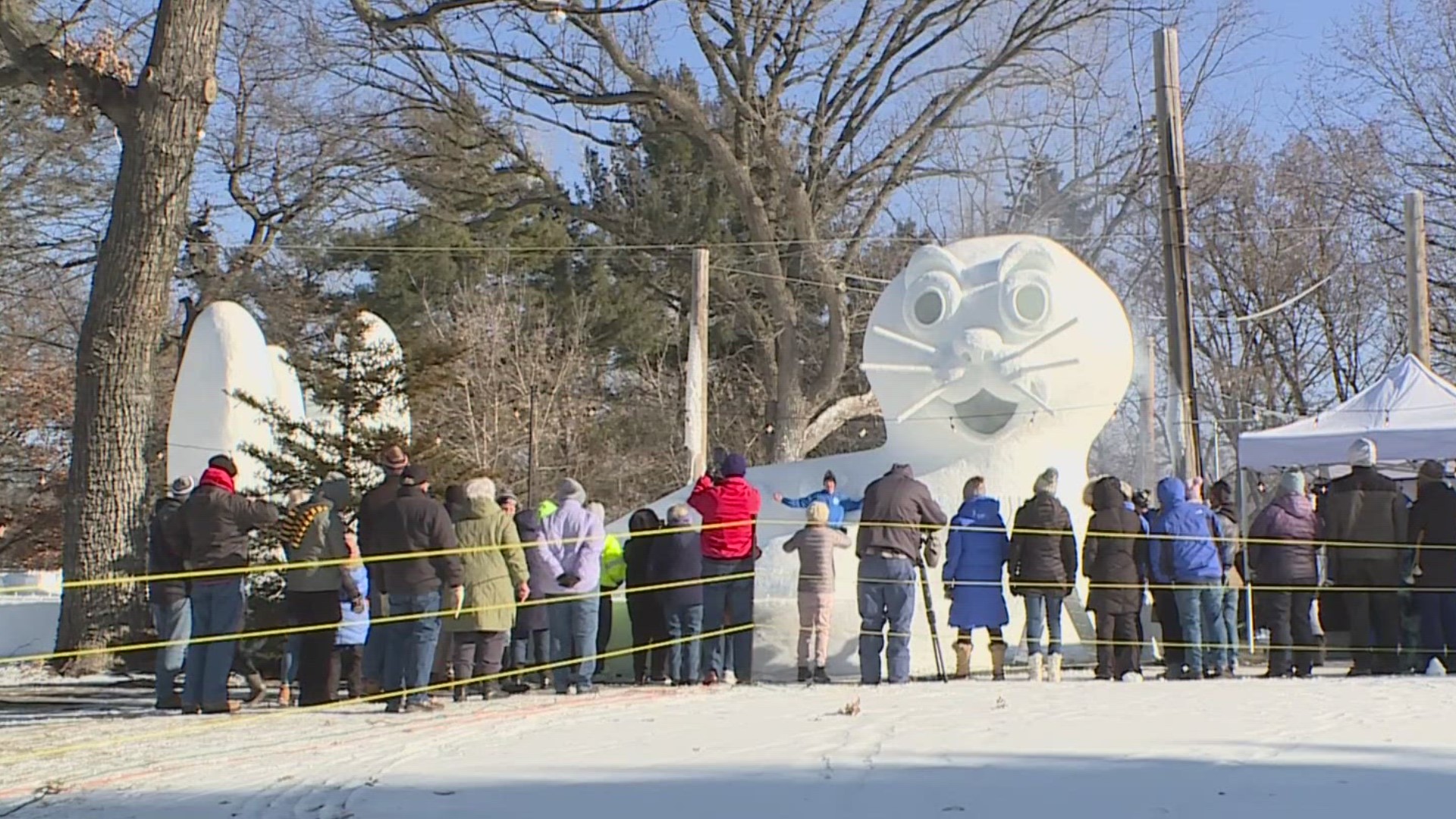 They said the tribute to Sparky the Seal is their largest sculpture ever.