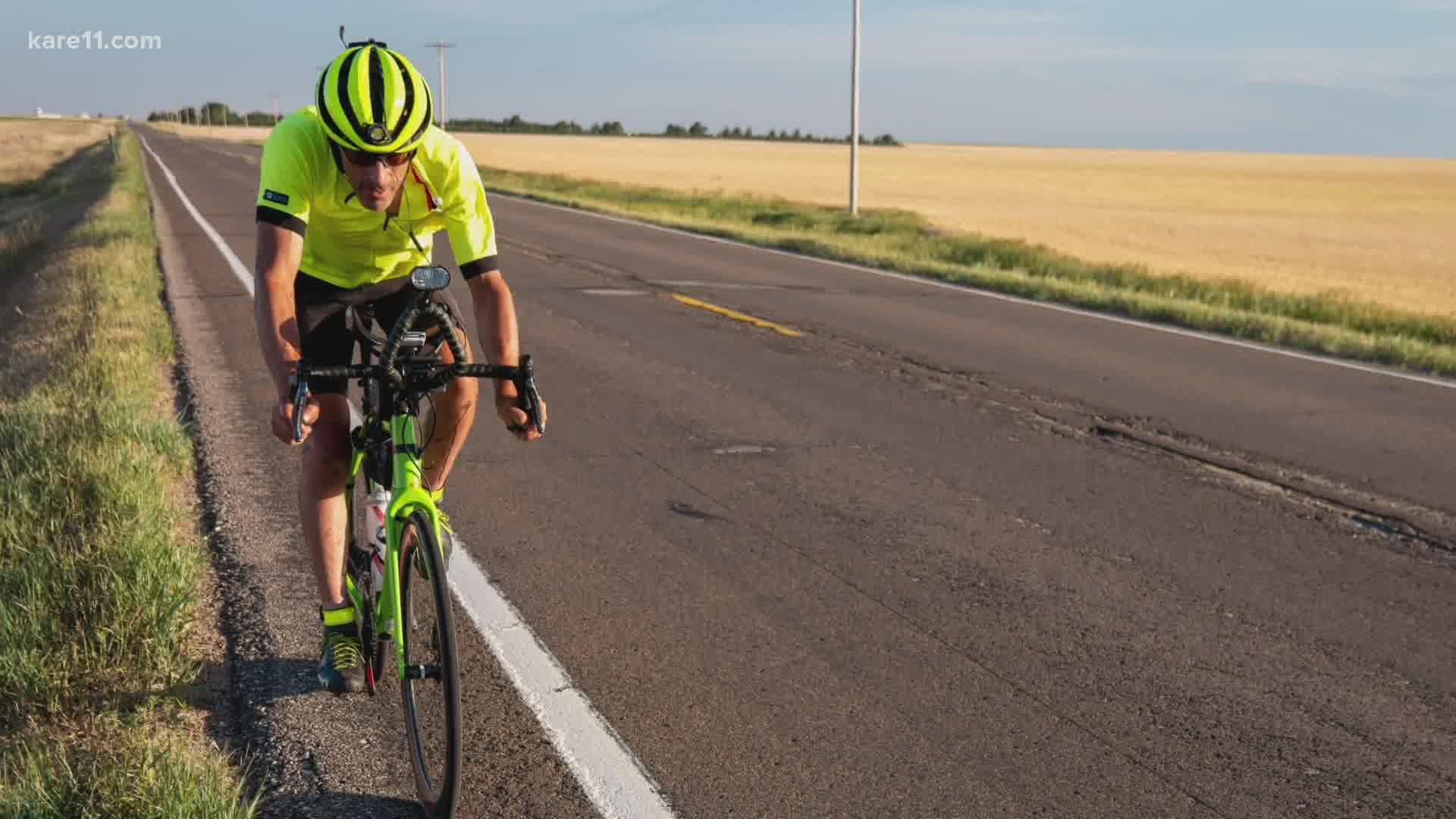 One Minnesota man is attempting to break the Guinness world record for visiting each of the lower 48 states by bicycle.