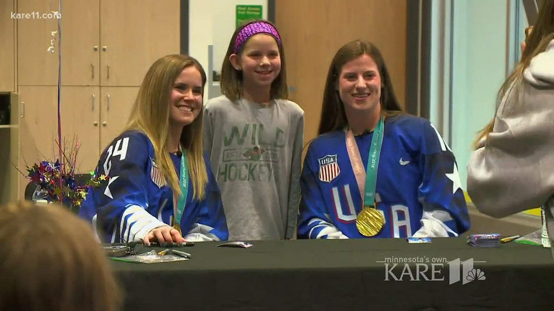 Two teammates thanked their community for the support after they helped lead Team USA to gold at the Winter Olympics in Pyeongchang. http://kare11.tv/2FPVPR2