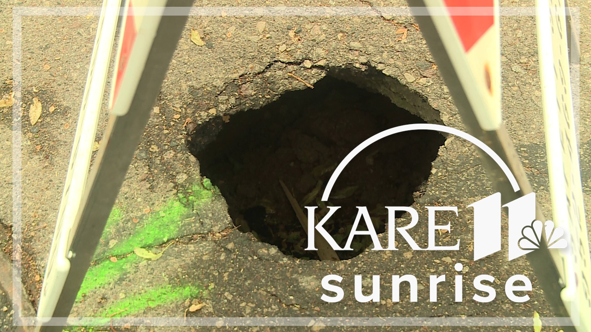 A city spokesperson told KARE 11 that this particular sinkhole was caused by a storm drain system that collapsed, and crews were expected to begin repairs Wednesday.