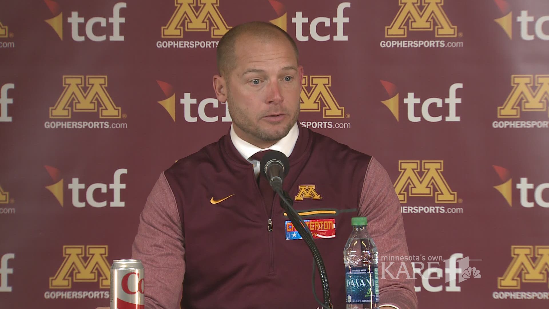 PJ Fleck meets with the media following the Gophers win over the Huskers Saturday afternoon