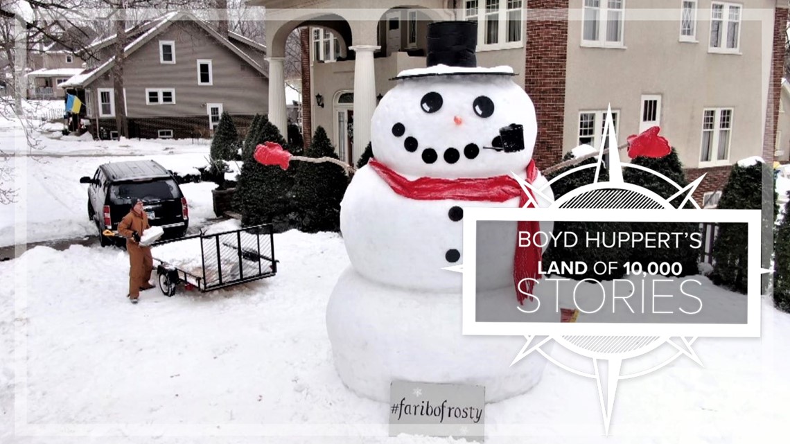 Each year, Minnesotan gifts 20-foot tall snowman to his community; fun ensues