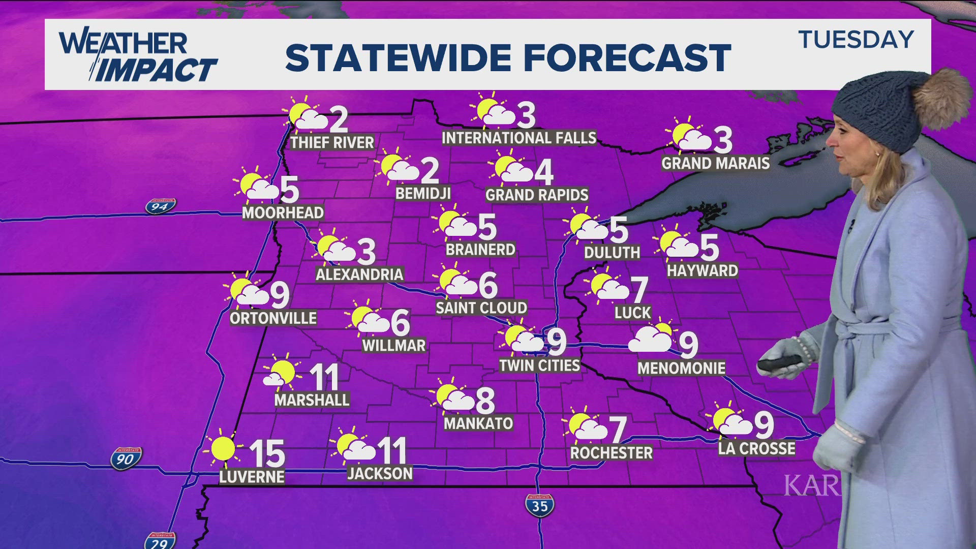 WEATHER: Gusty winds, not as cold Tuesday
