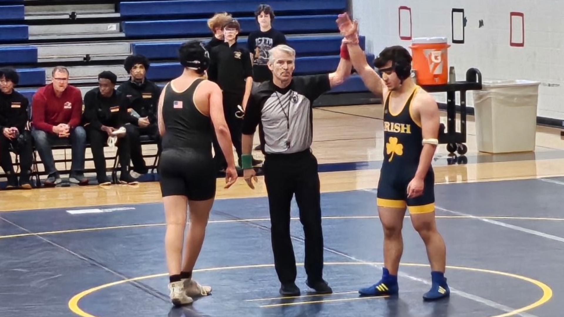 Rosemount senior Nate Beyer wrestles for the Irish despite being diagnosed with Leber's Hereditary Optic Neuropathy (LHON).