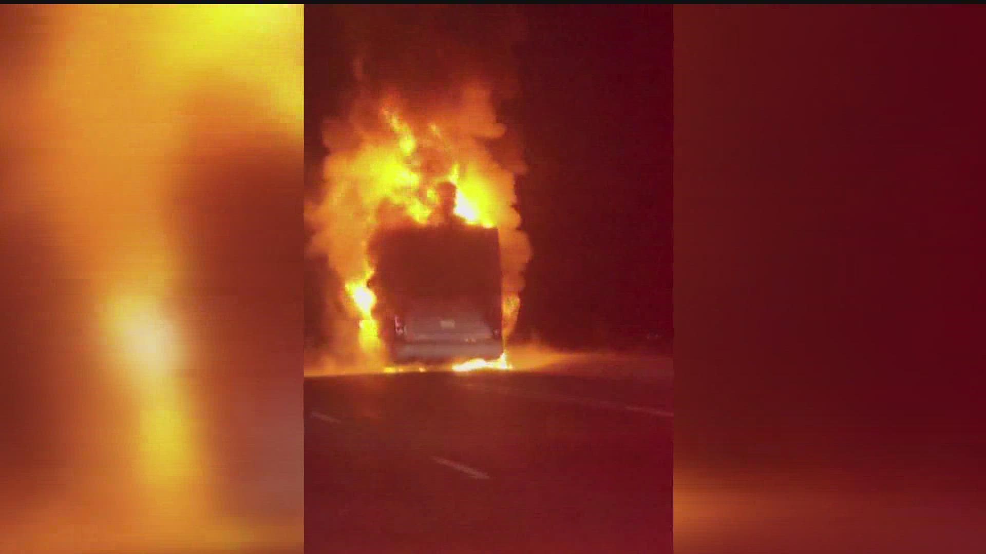 The Milwaukee School of Engineering (MSOE) wrestling team was shaken but OK after their bus caught on fire as they returned from a meet in northern MN Saturday.