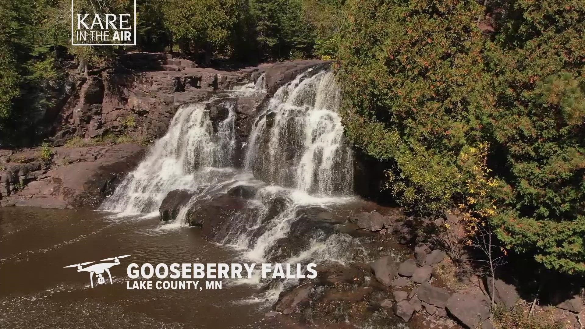 Gooseberry Falls is a series of three waterfalls along the Gooseberry River, all together dropping some 90 feet to reach the shores of Lake Superior.