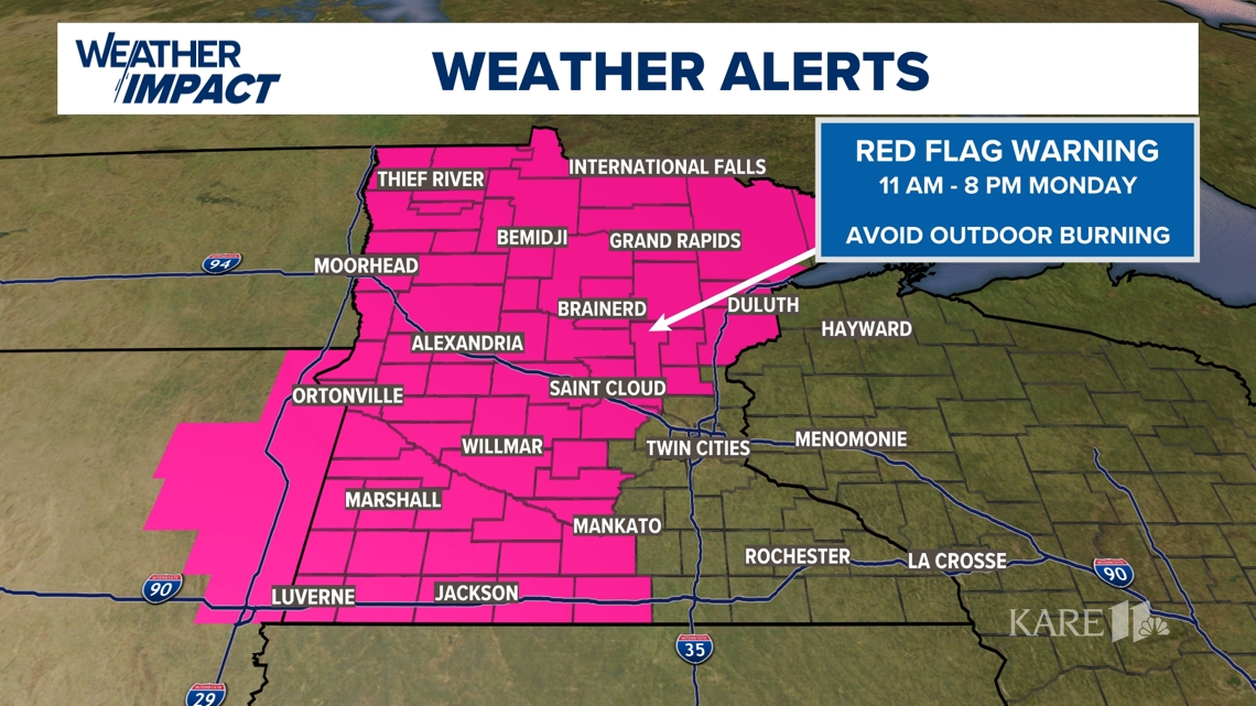Red Flag Warning issued for western Minnesota