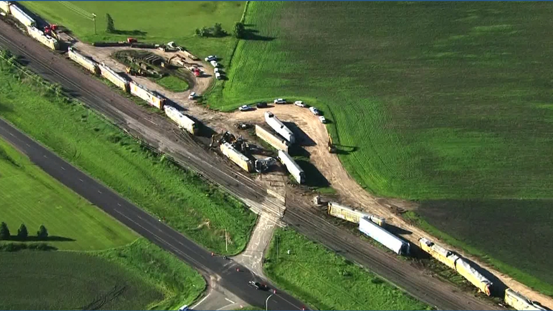 Train derails in Grant County after storms