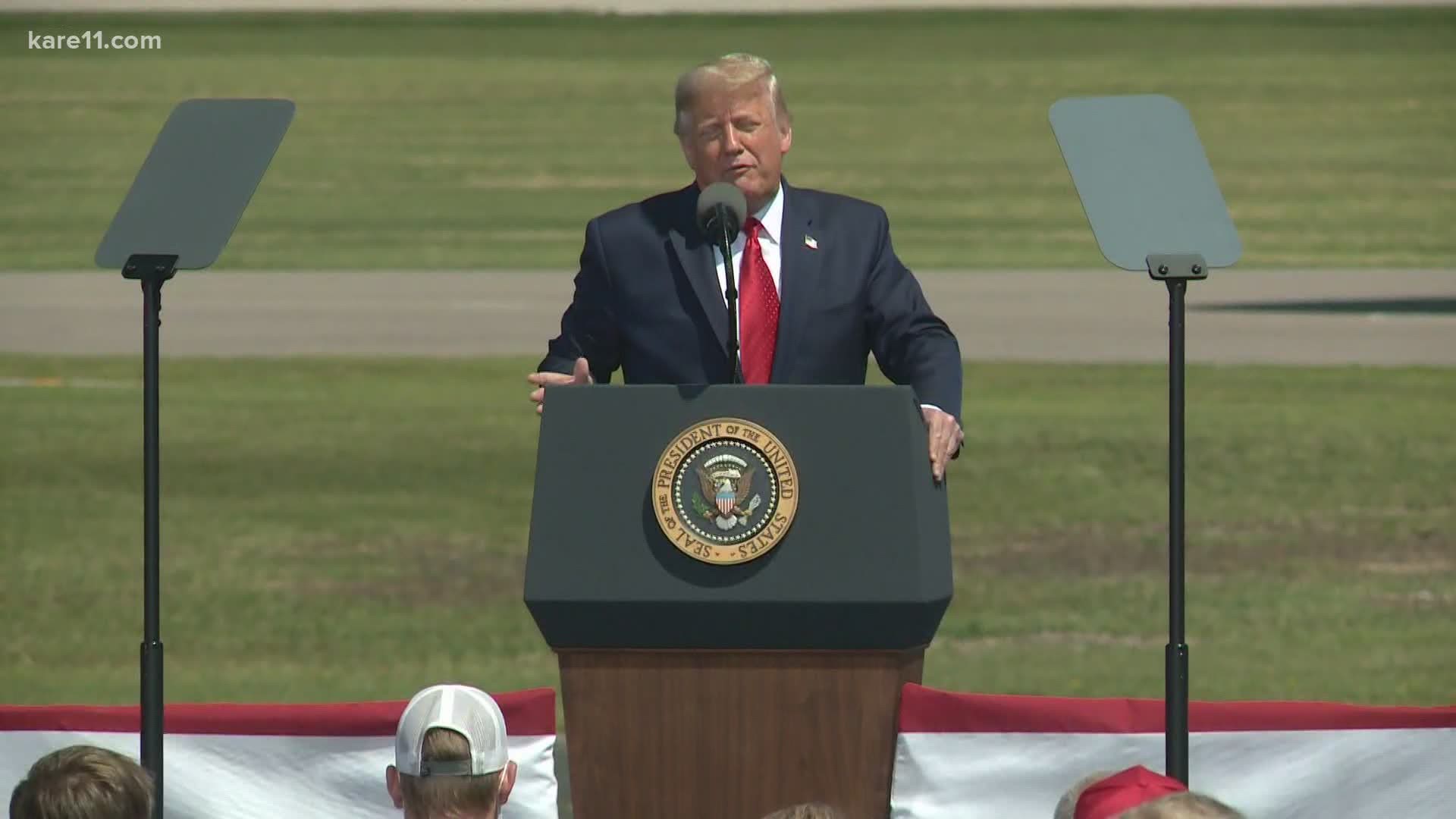 President Trump addressed a series of topics in Mankato.