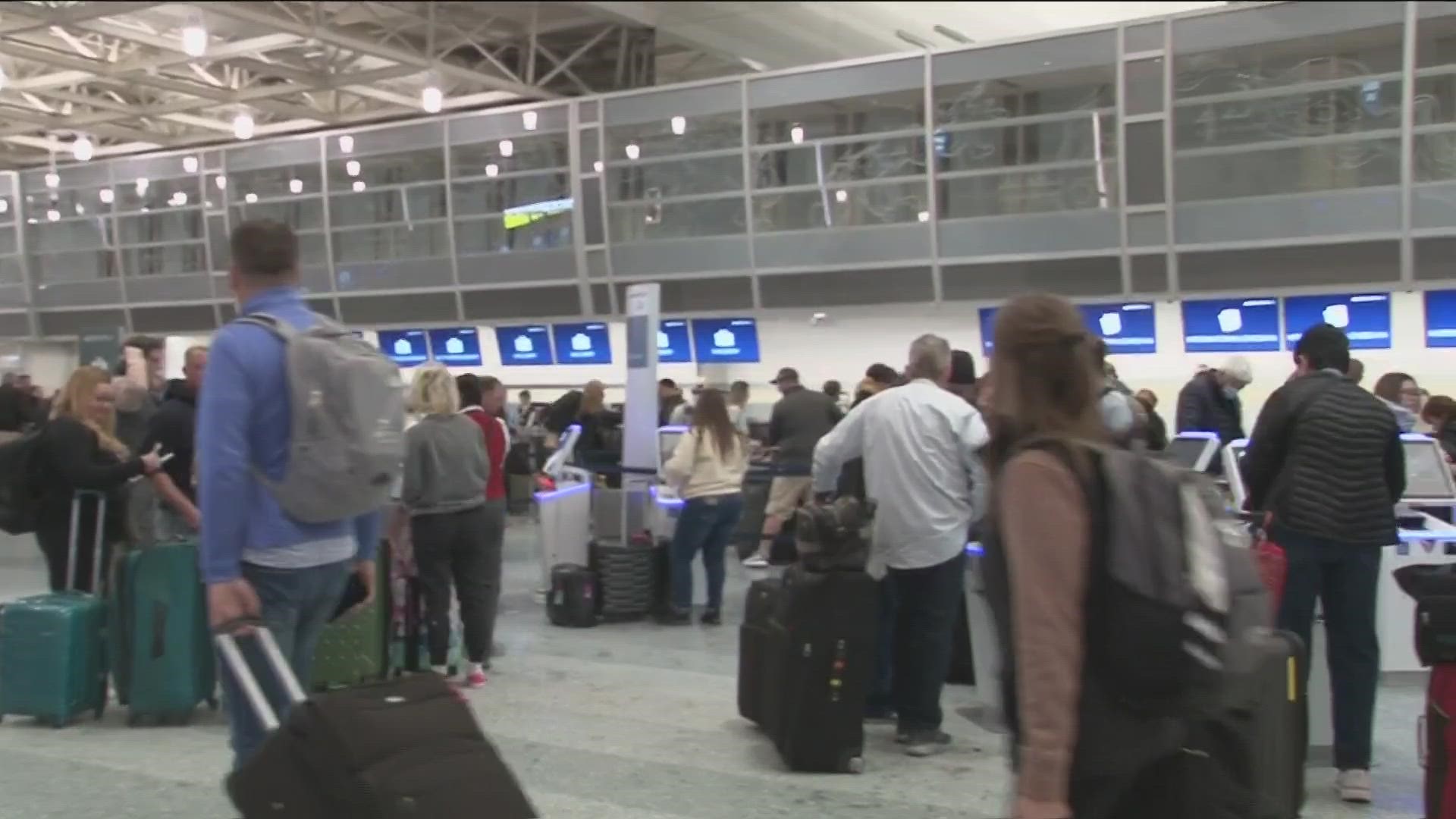 Airport officials are watching for news of a ground stoppage due to the winter weather.