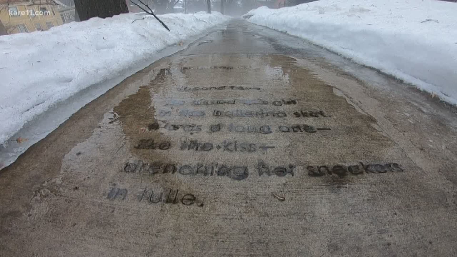 Saint Paul is working to spruce up its sidewalks for spring. That includes stamping poems into the pavement across the city.