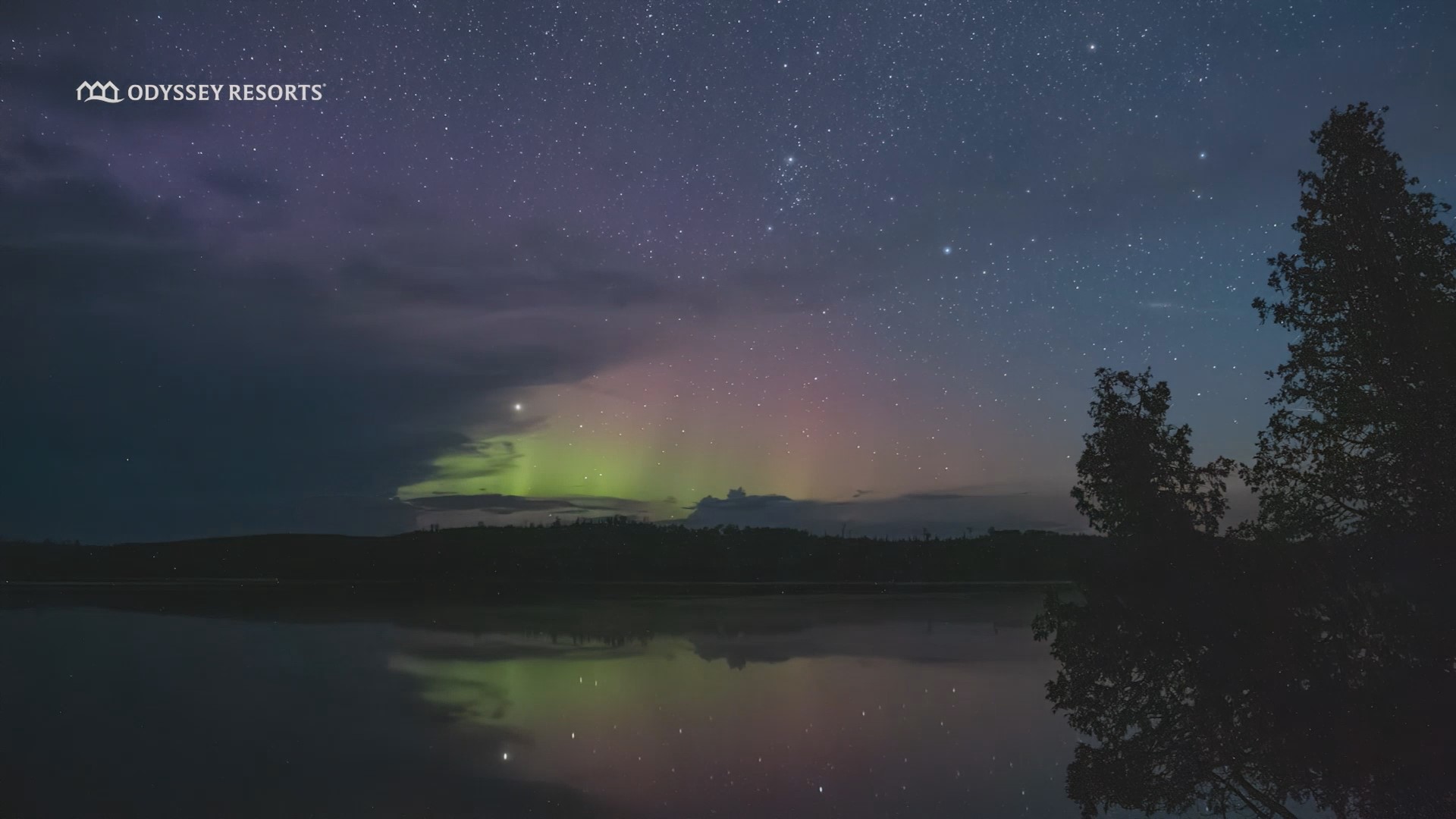 Odyssey Resorts captured video of the Aurora Borealis as storm clouds and lightning passed over Lake Superior.
