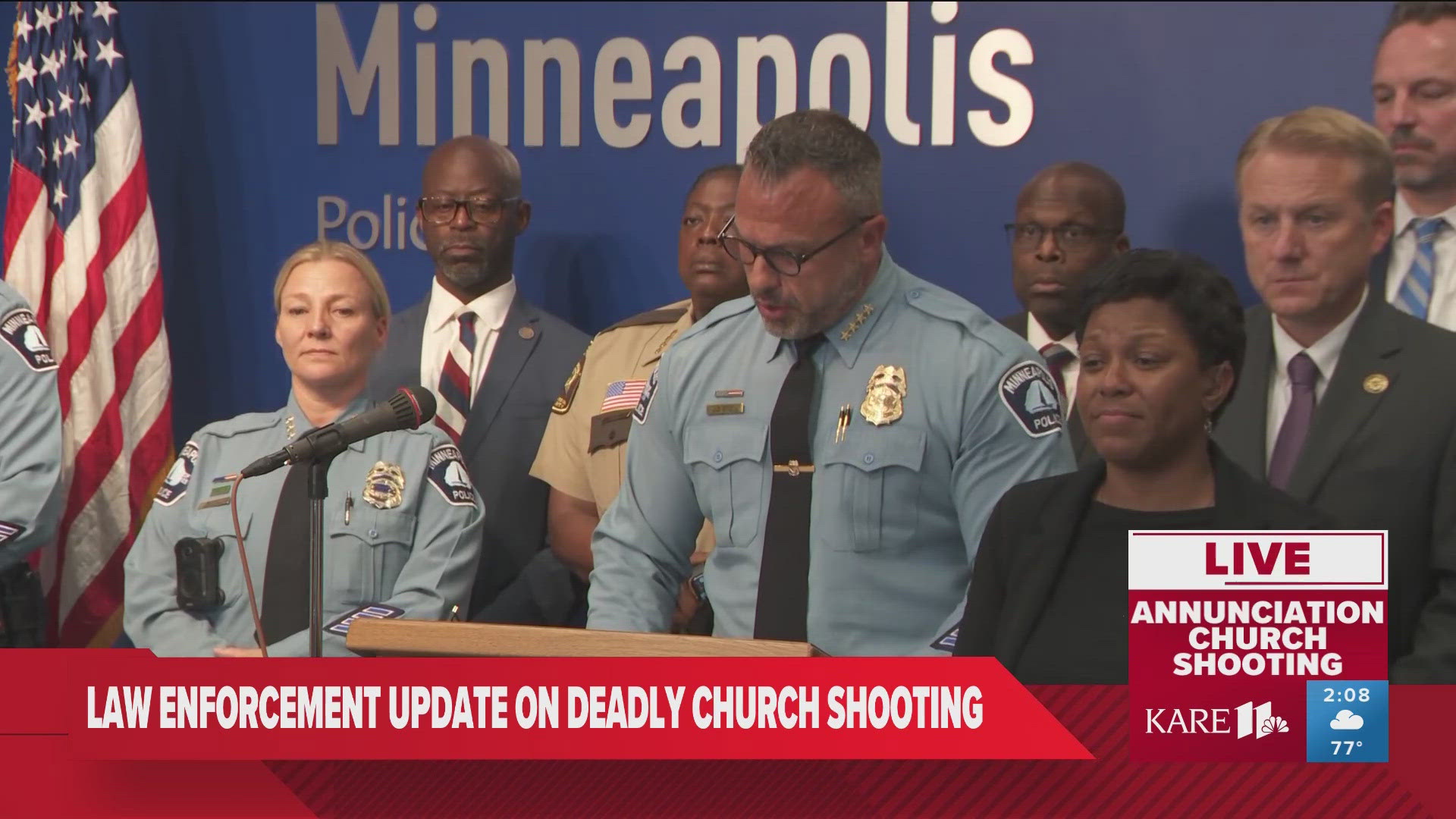 MPD Chief Brian O'Hara was joined by other law enforcement leaders Thursday to discuss the response to Wednesday's mass shooting at Annunciation School.