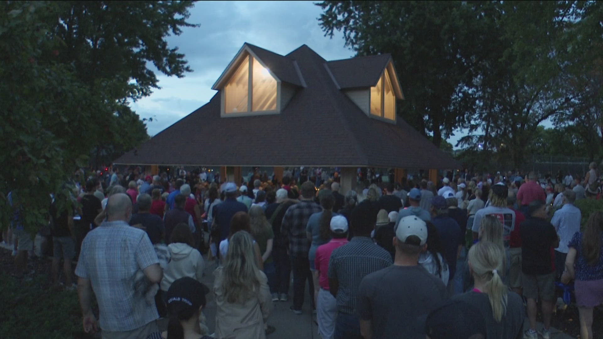 Mourners gathered Wednesday night to honor Charlie Kirk.  