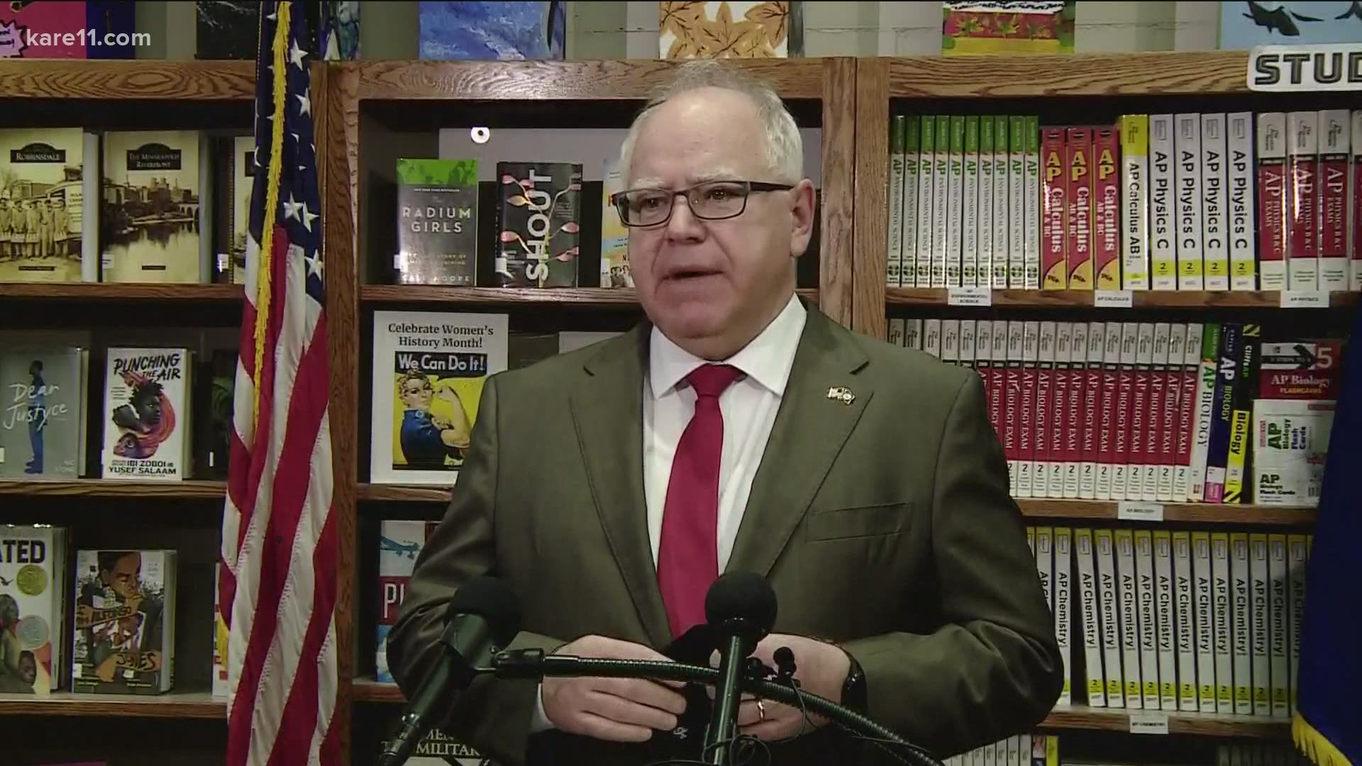 Gov. Tim Walz visited Armstrong High School in Plymouth to speak to the public about his summer learning plan