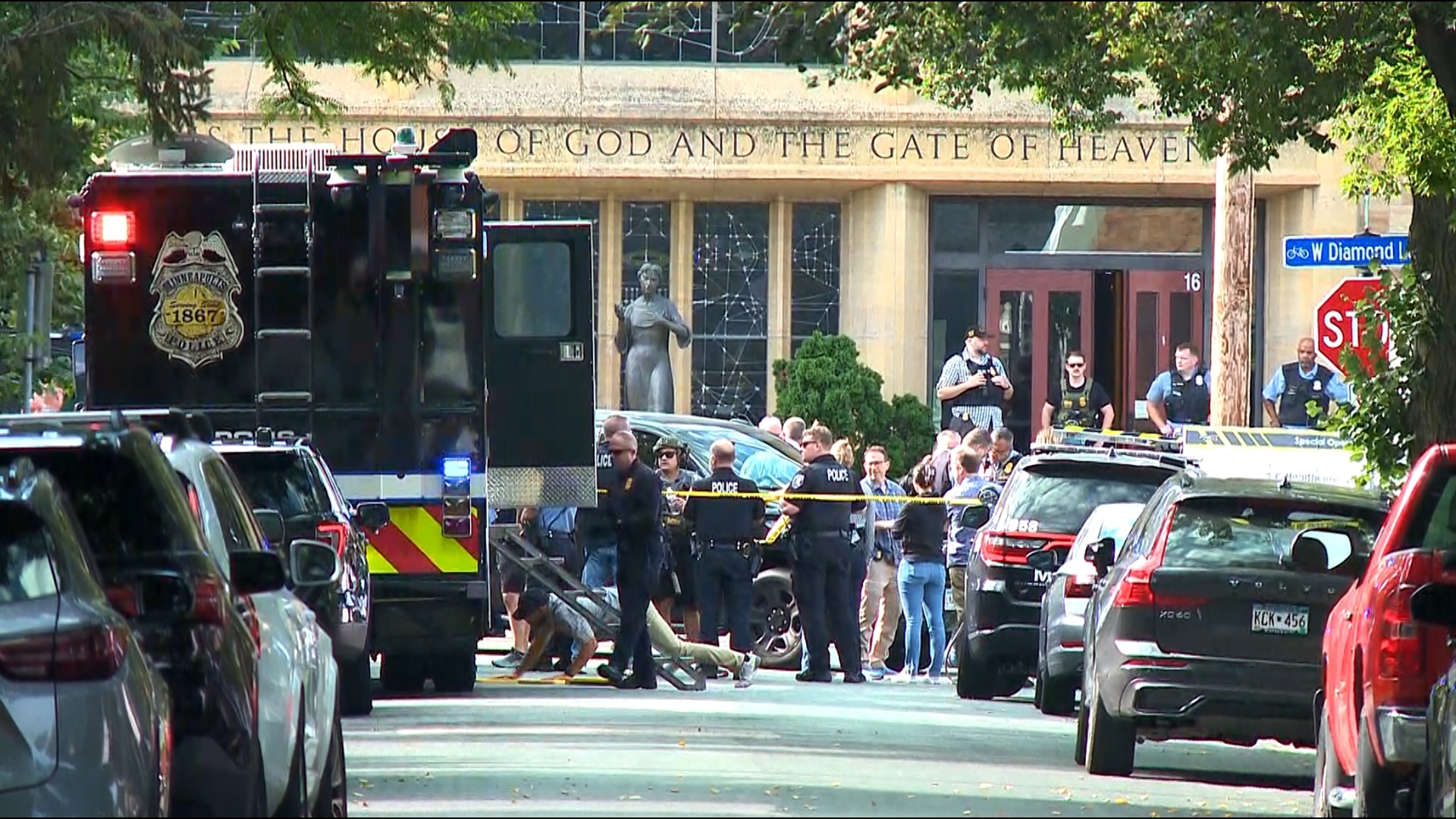 A parent of students at the Minneapolis church captured video upon arriving at the scene of Wednesday's shooting.