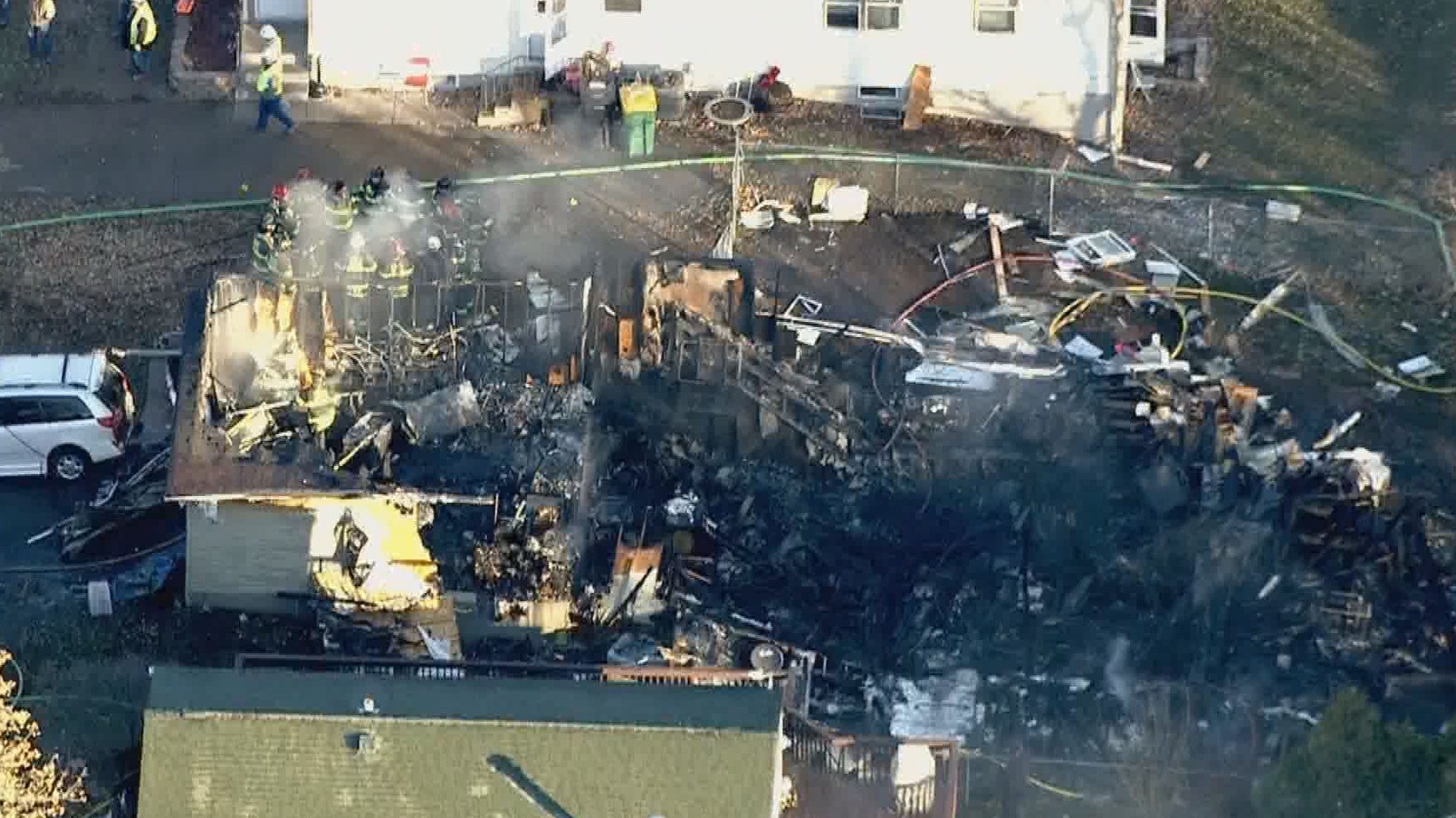 Fire officials say a reported explosion and subsequent fire destroyed a home in South St. Paul Thursday morning.