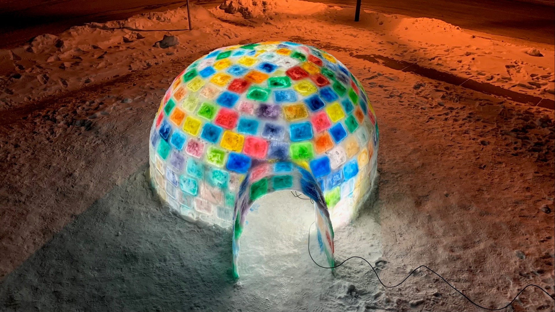 Jessica Montenegro built the igloo in her front yard with her two young sons.