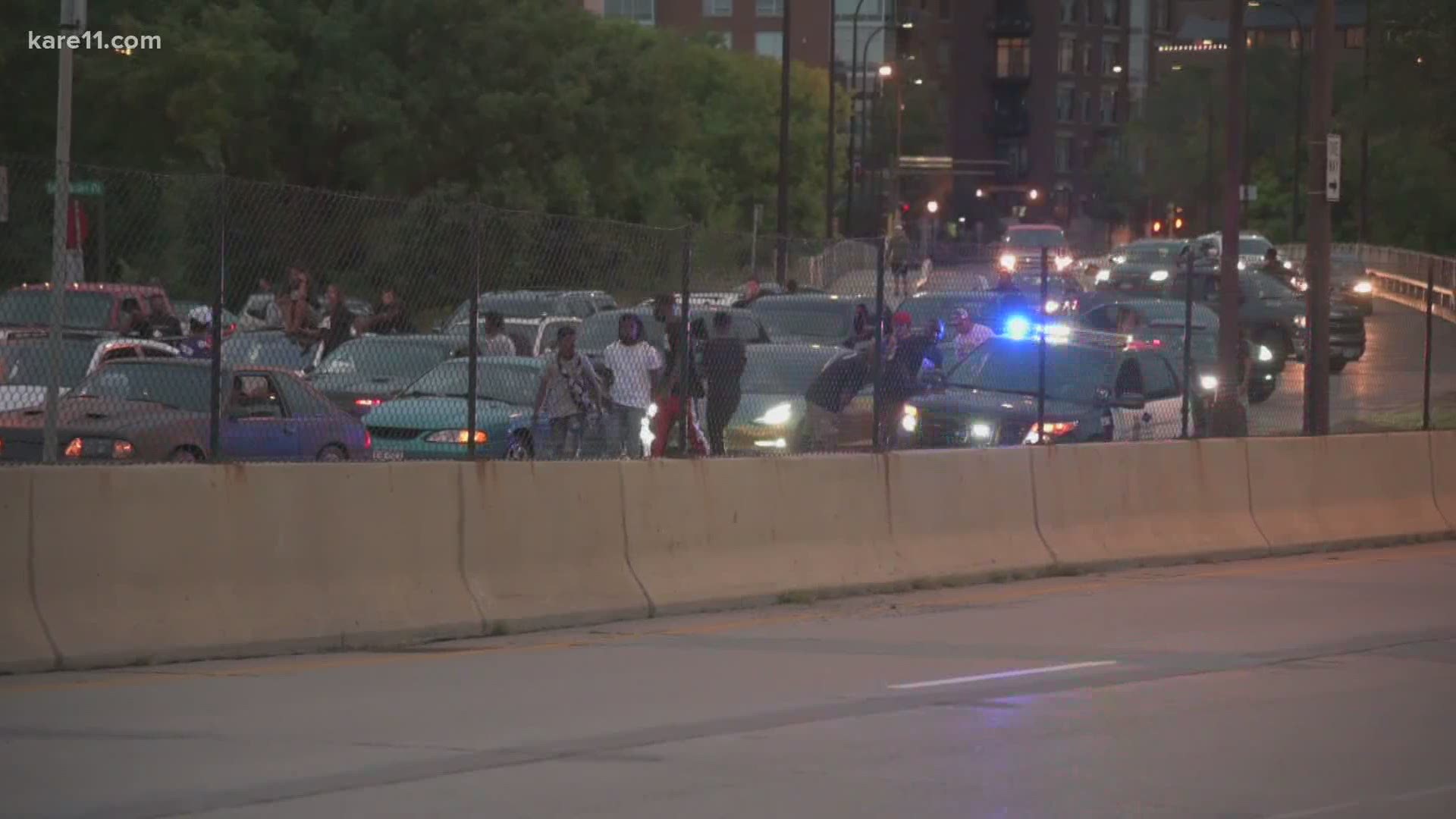 Drivers blocked the Hennepin Ave. bridge Sunday night while doing burnouts and donuts