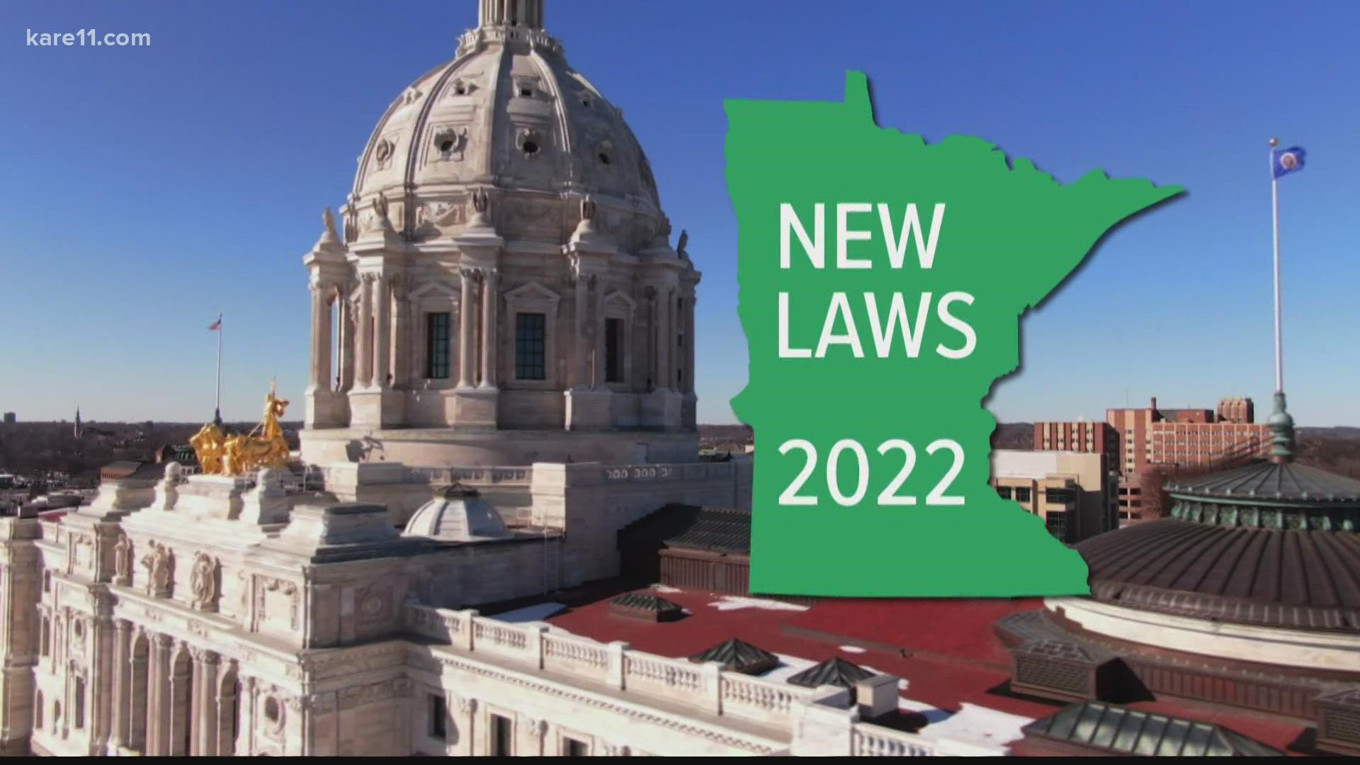 KARE 11's John Croman looks at some of the state's new laws that will go into effect in 2022.
