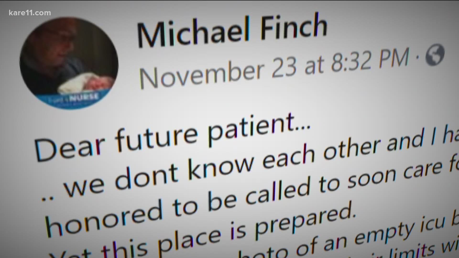 Nurse practitioner Michael Finch posted the letter on Facebook, then read it aloud on "Breaking the News."