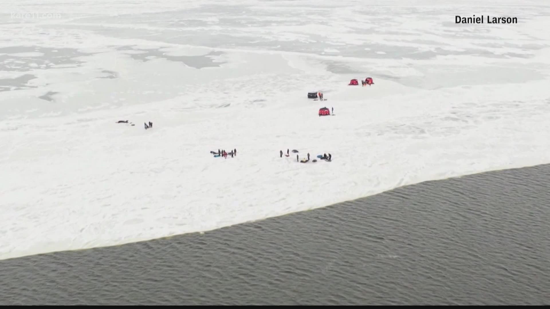 The Brown County Sheriff said everyone should stay off the ice along the east shore of the bay.