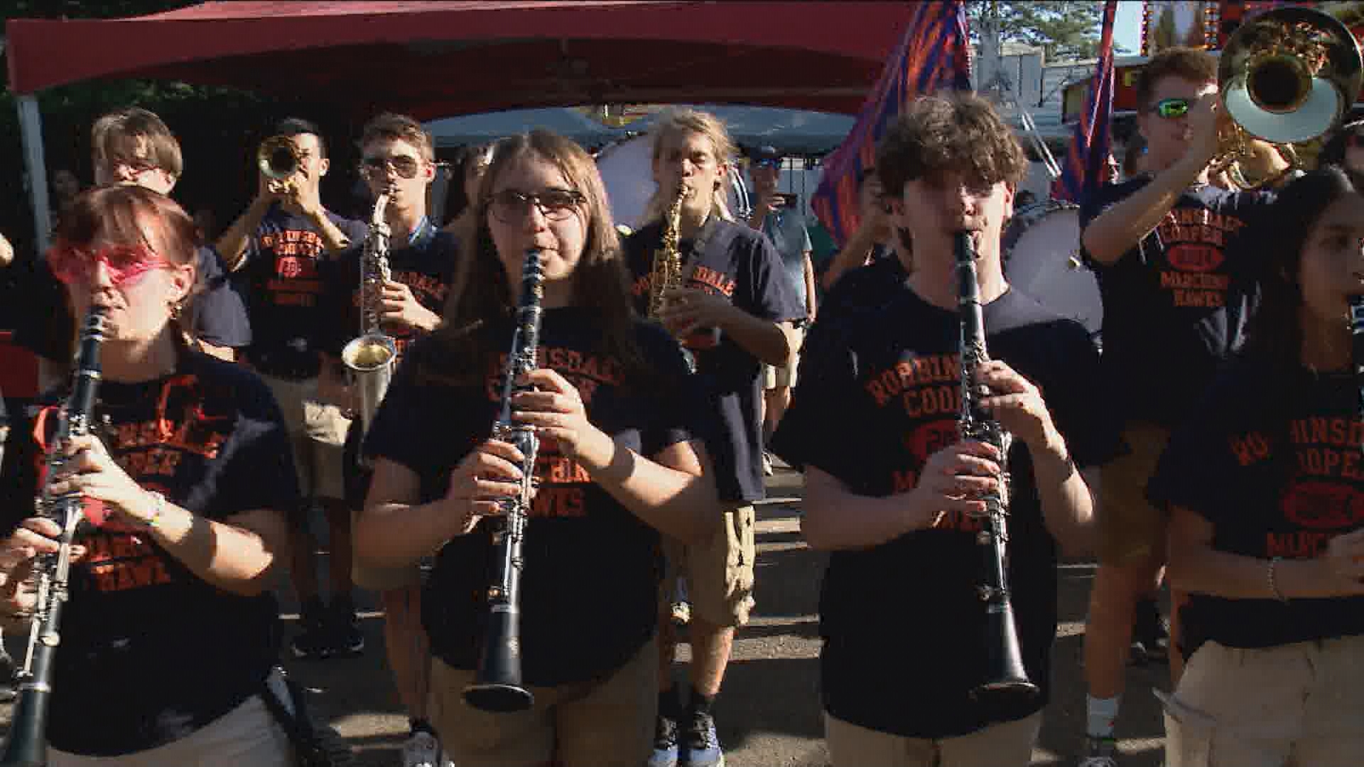 The Robbinsdale Cooper High School marching band stopped by the KARE Barn to give audience members a live show.