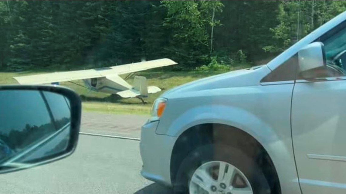 Small plane crashes into car during emergency landing in North