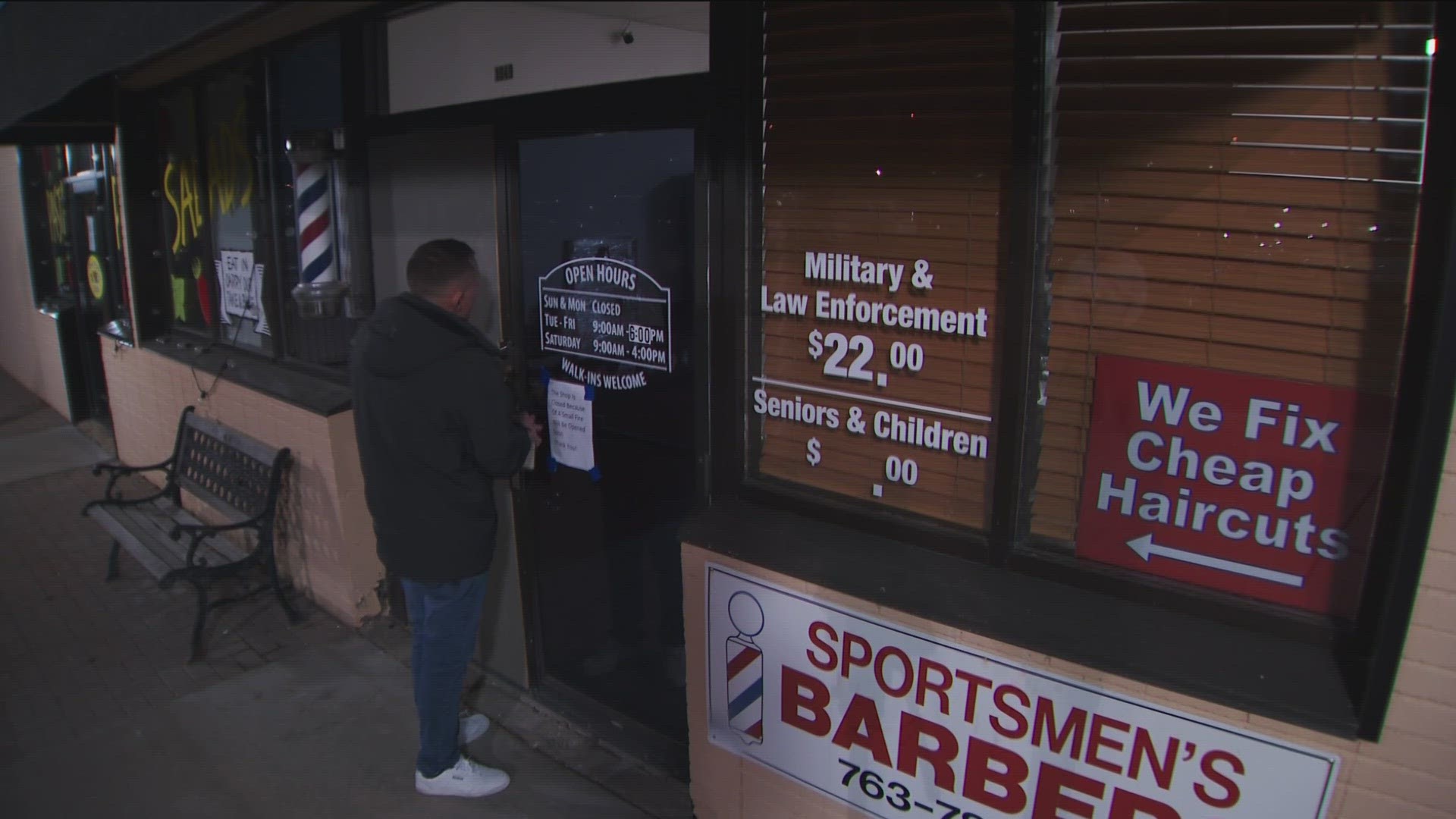 Officials said a barbershop was forced to close due to damage from smoke and water.