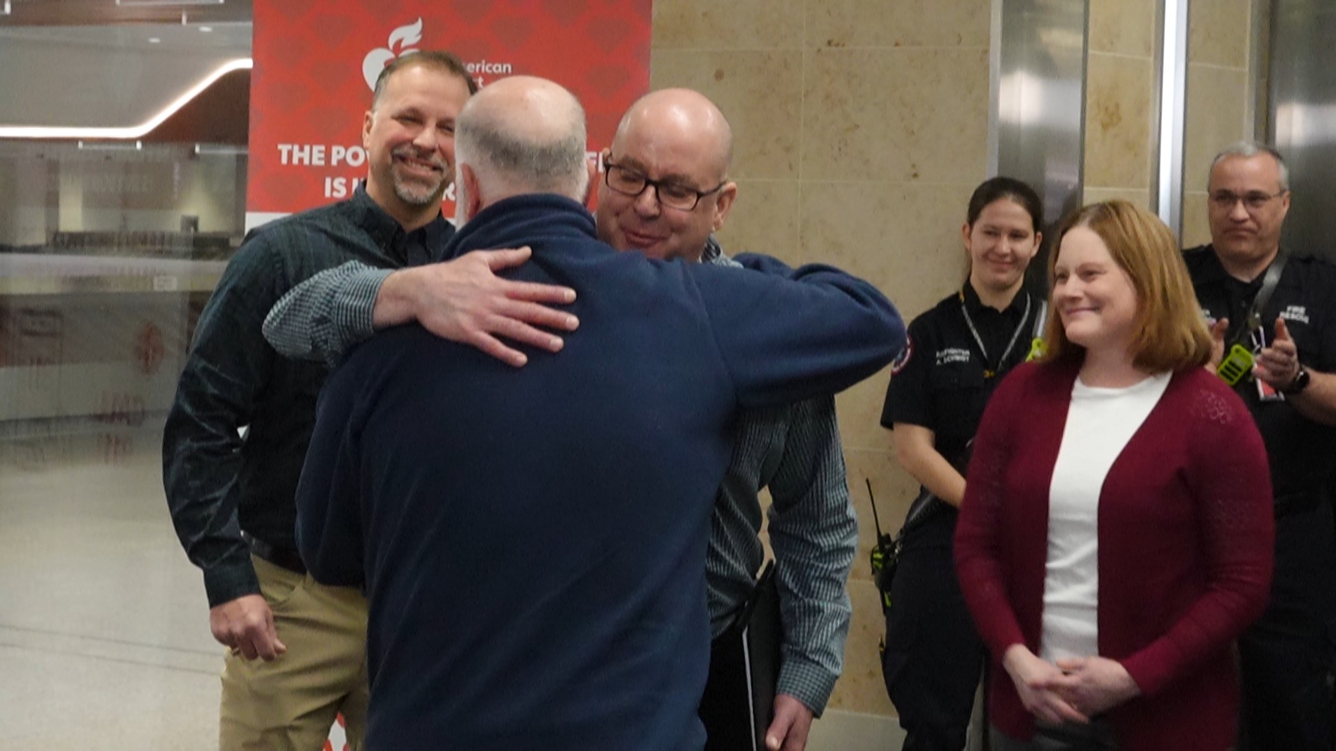 Jay May was waiting for his luggage at baggage claim inside MSP when he collapsed and bystanders came to his aid.