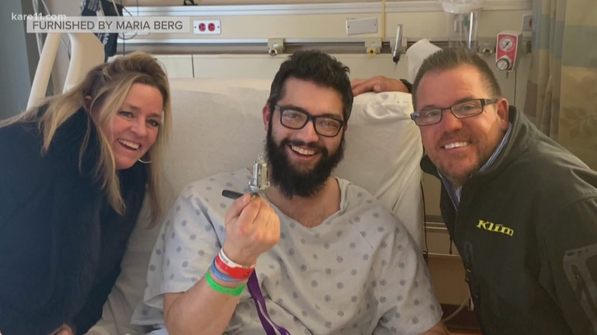 Anthony Kasif was involved in a crash Saturday night on I-494. He's healing in the hospital now, thanks to the help of two strangers who wouldn't leave his side.