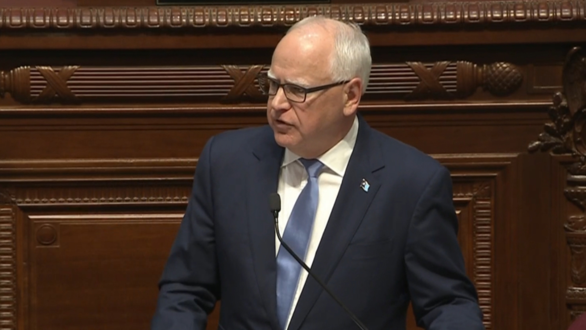 Gov. Tim Walz delivered his seventh State of the State address before a divided legislature.