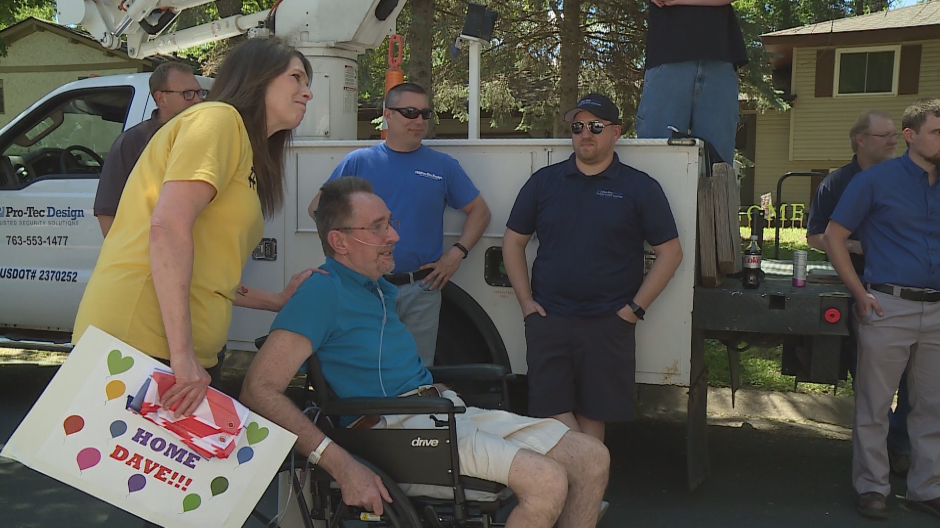 Dave Dentz was surrounded by family, friends and coworkers at a celebration welcoming him home after 208 days.