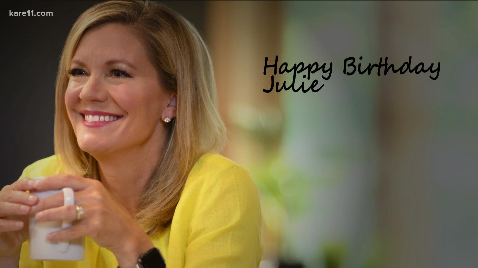 KARE 11 anchor Julie Nelson is celebrating her 50th birthday and her family had a special message for her.