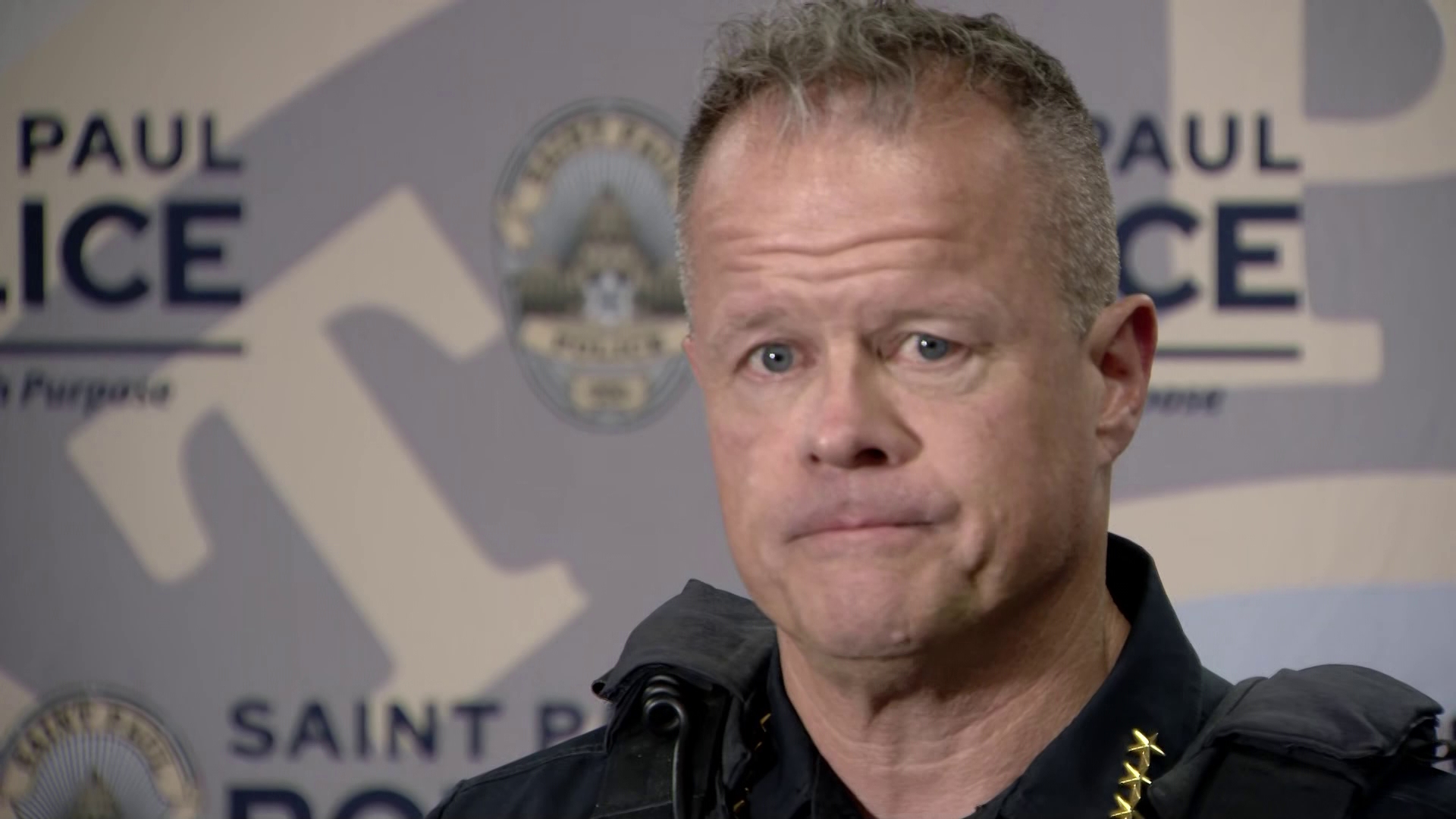 Saint Paul Police Chief Axel Henry spoke to the press Tuesday about the recent streak of violent crime across the city.