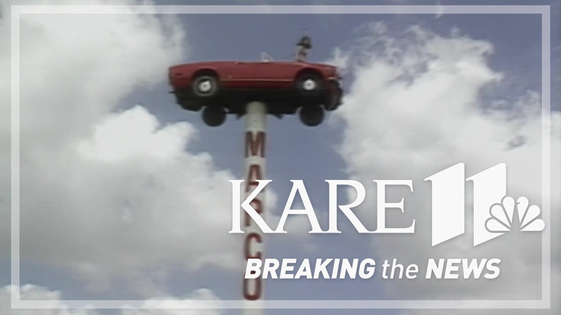 A KARE 11 remix of the popular red Porsche and mannequin that sat above I-94 for 40 years.