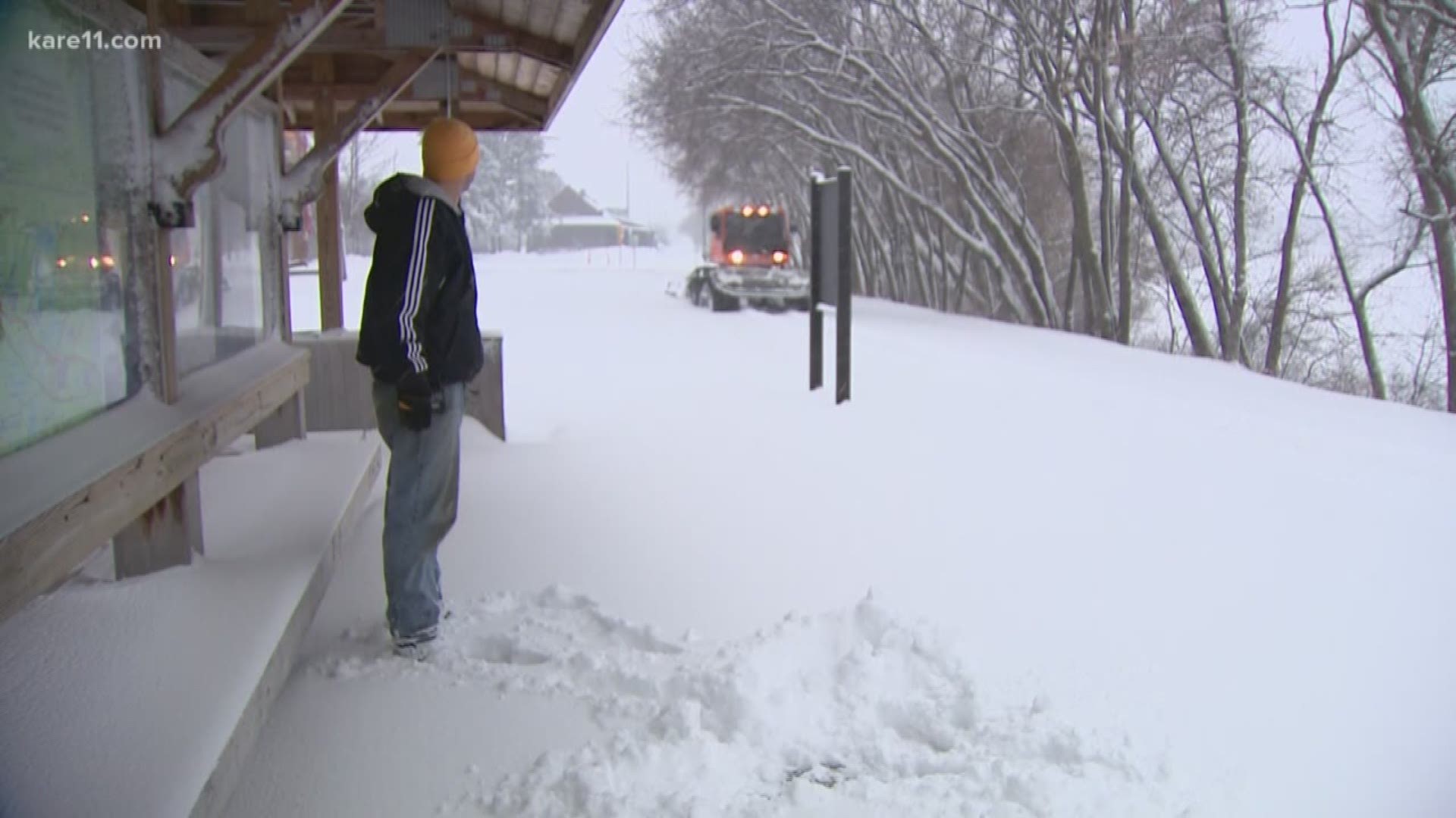 Heavy snow in Alexandria for snowmobilers