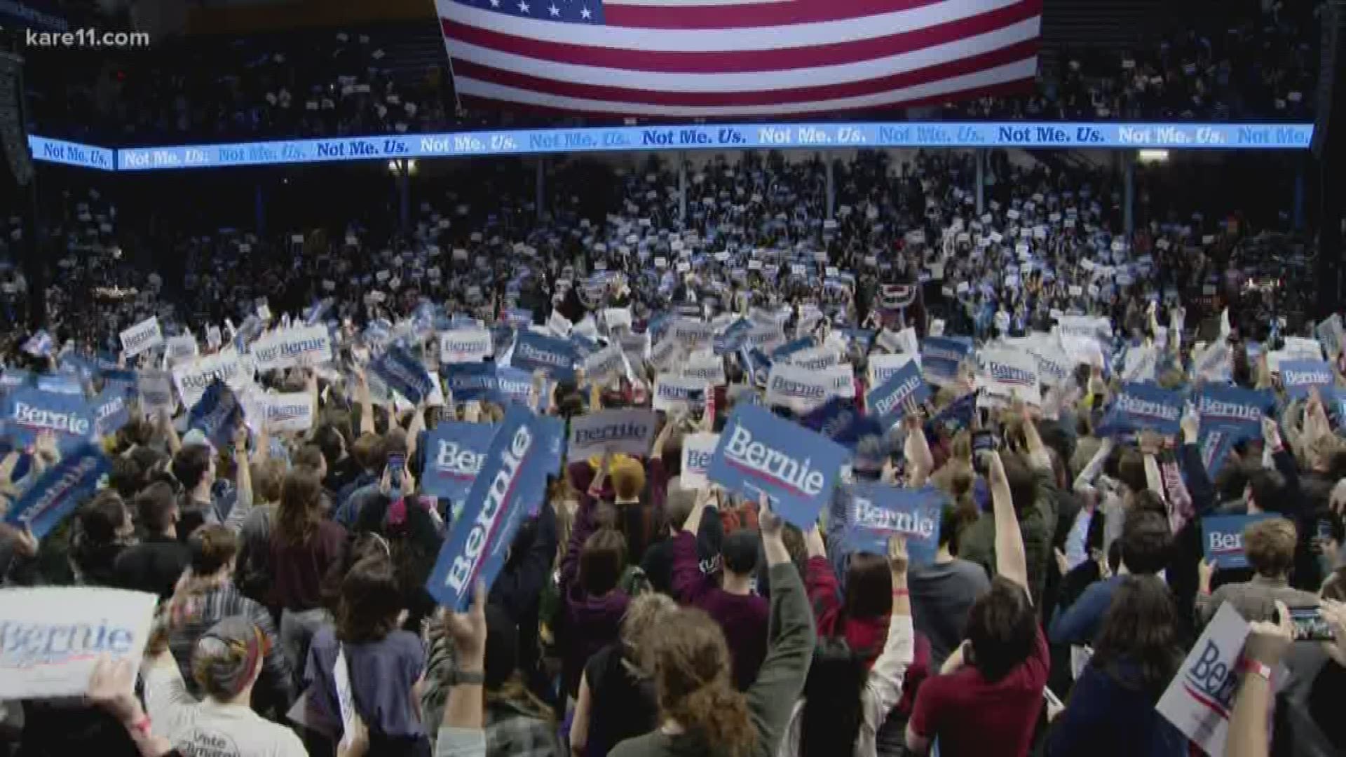 Sen. Bernie Sanders held a presidential campaign rally at the University of Minnesota's Williams arena Sunday night.