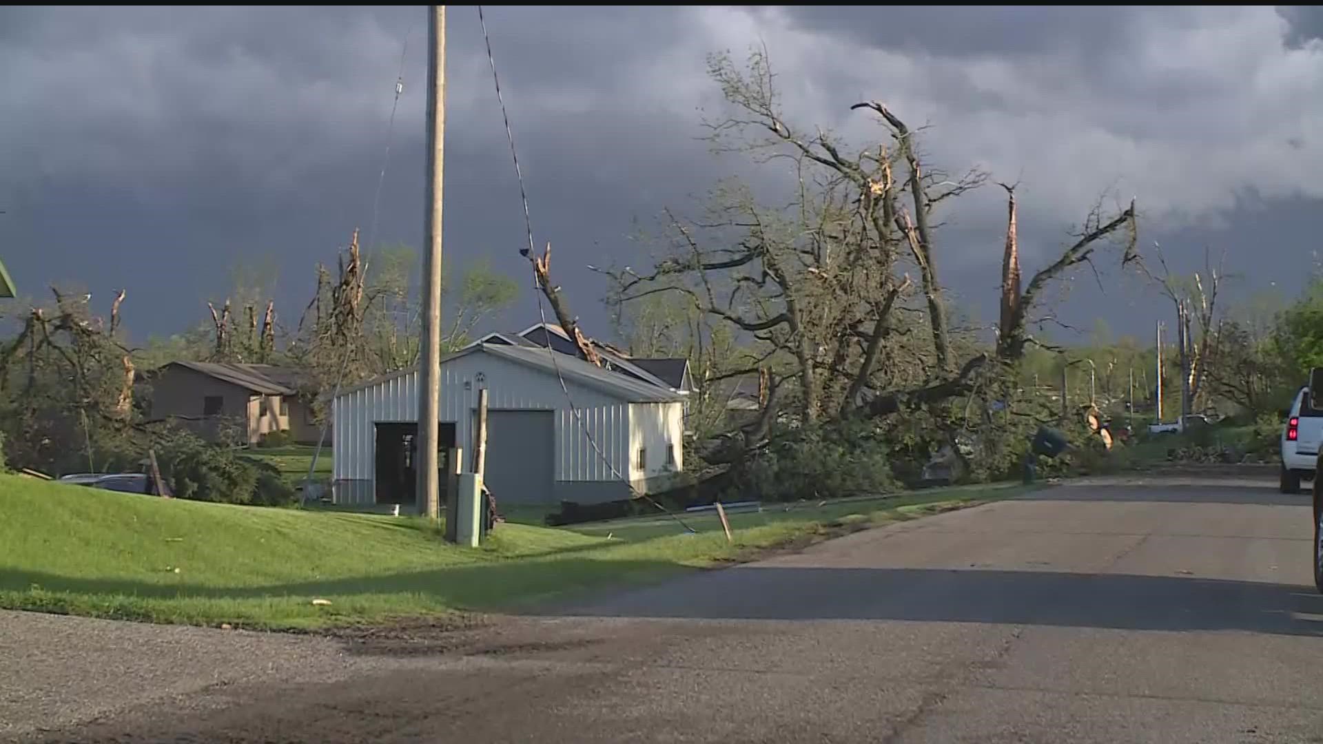 A dangerous storm of embedded rain-wrapped tornadoes is pushing across the western part of the state, with tornadoes confirmed near Alexandria and in Eagle Bend.