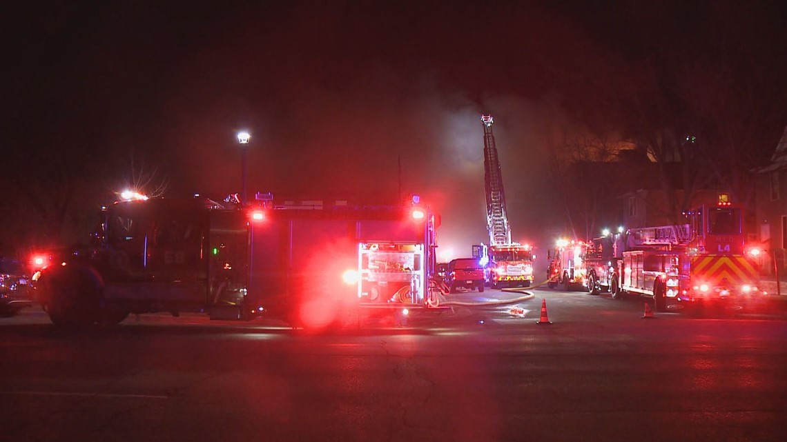 Fire crews battle flames at boardedup building in Minneapolis