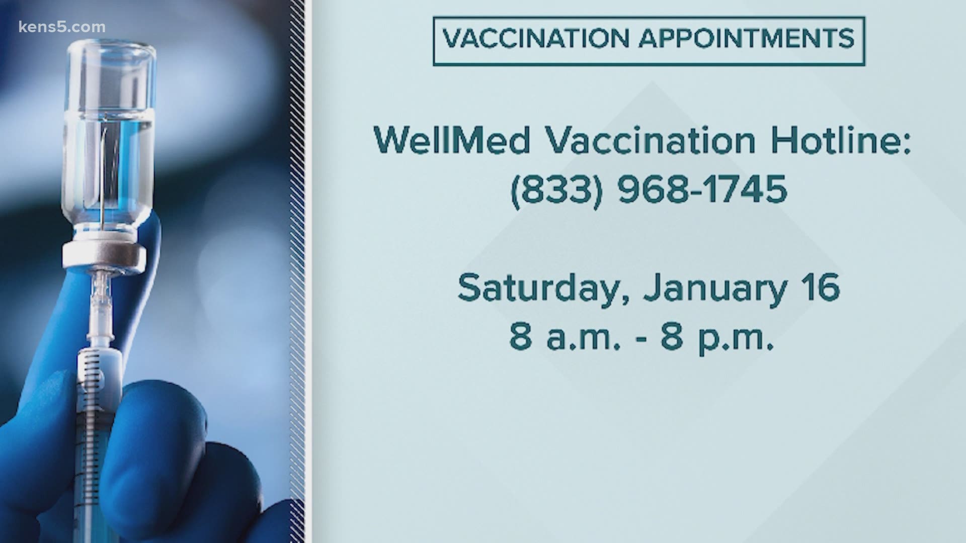 A hotline will open at 8 a.m. on Saturday, January 16 to let you schedule a coronavirus vaccination appointment through WellMed.