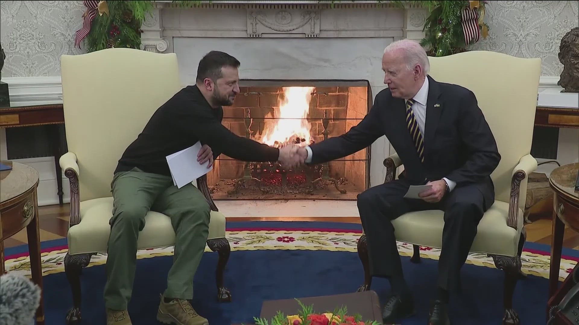 The president of Ukraine Volodymyr Zelenskyy met with U.S. lawmakers and President Biden in Washington yesterday.