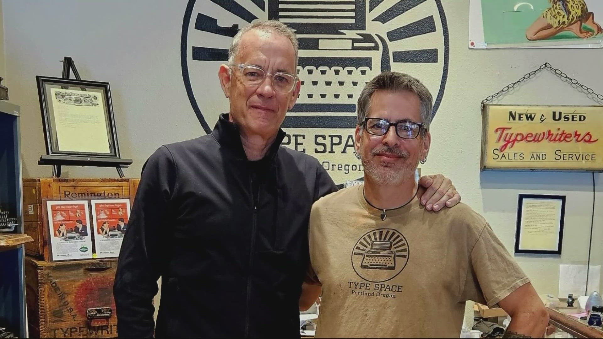 The actor donated a signed 1955 Rheinmetall typewriter from his personal collection to a shop in southeast Portland.