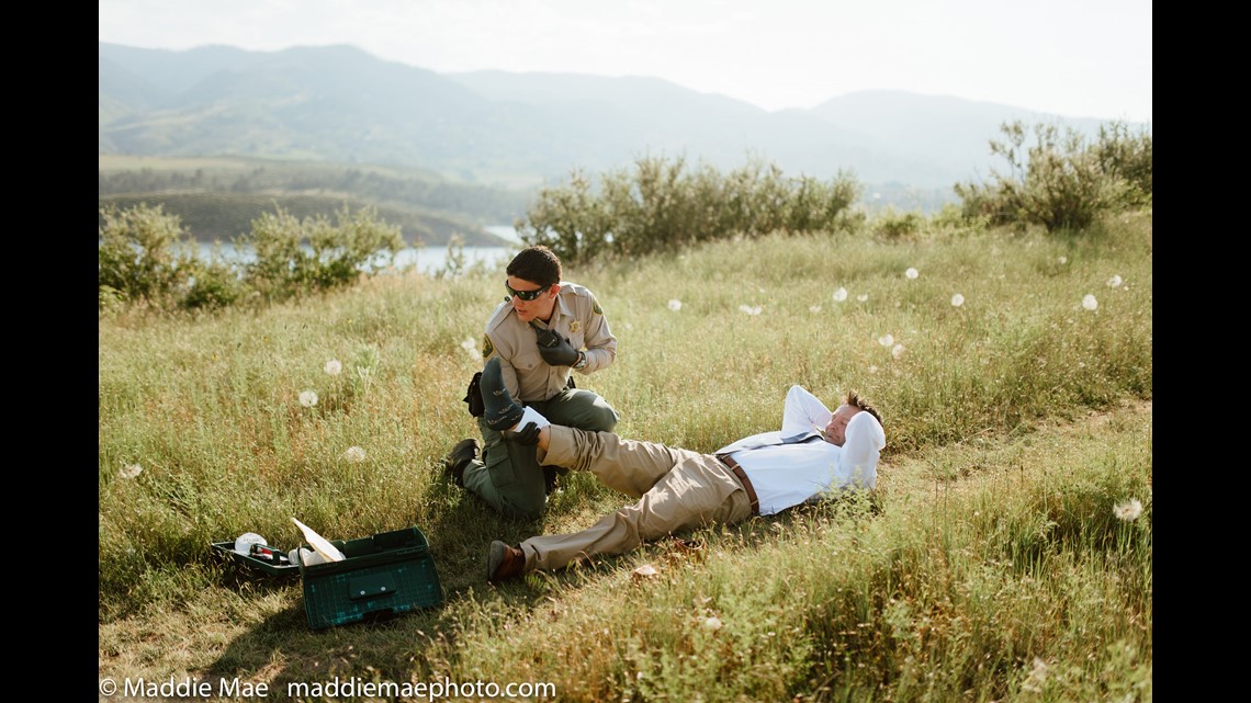 Wedding photographer captures aftermath of Fort Collins groom bit by
