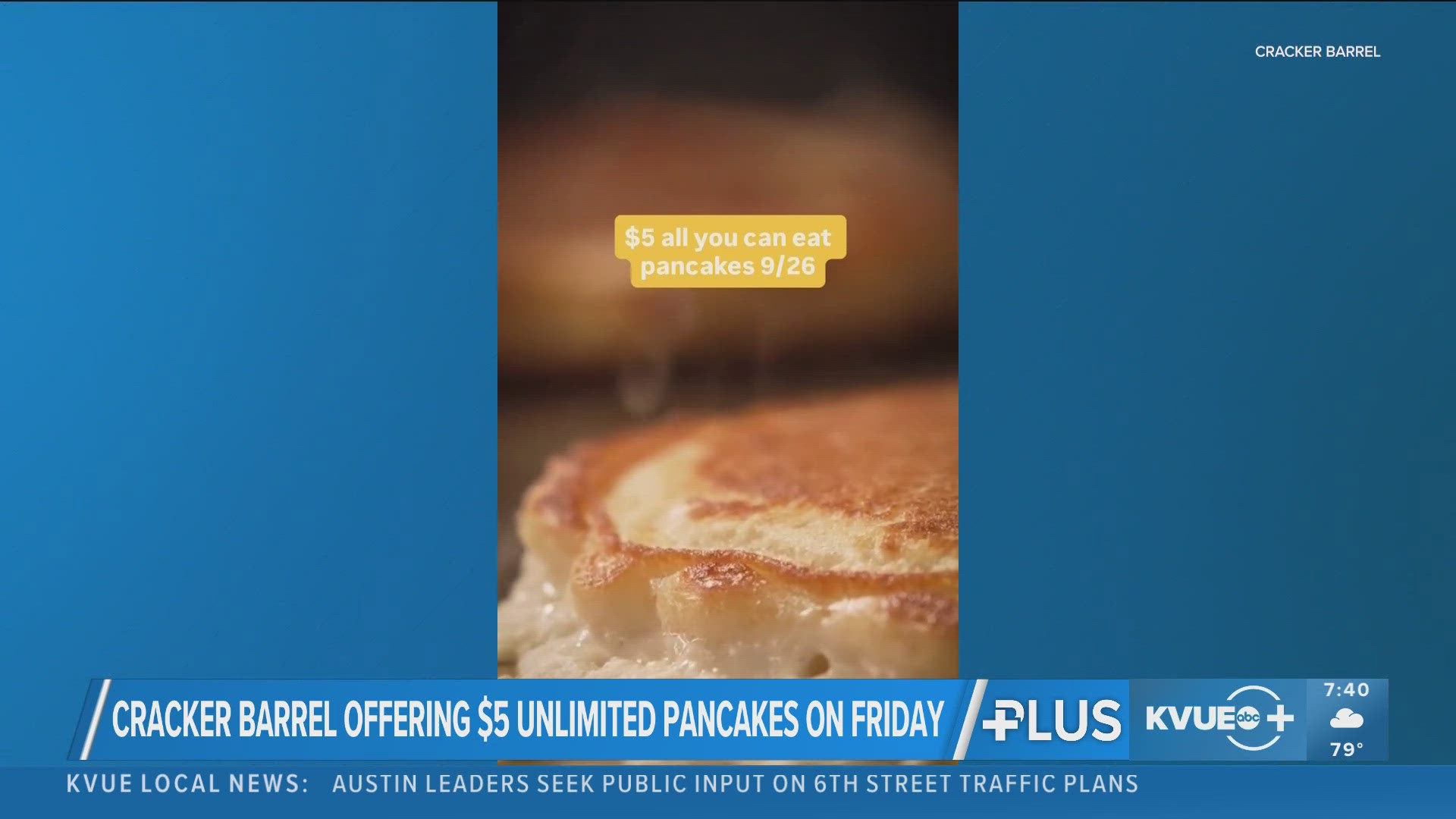 On Friday, Cracker Barrel is serving up all-you-can-eat $5 pancakes in honor of National Pancake Day. 