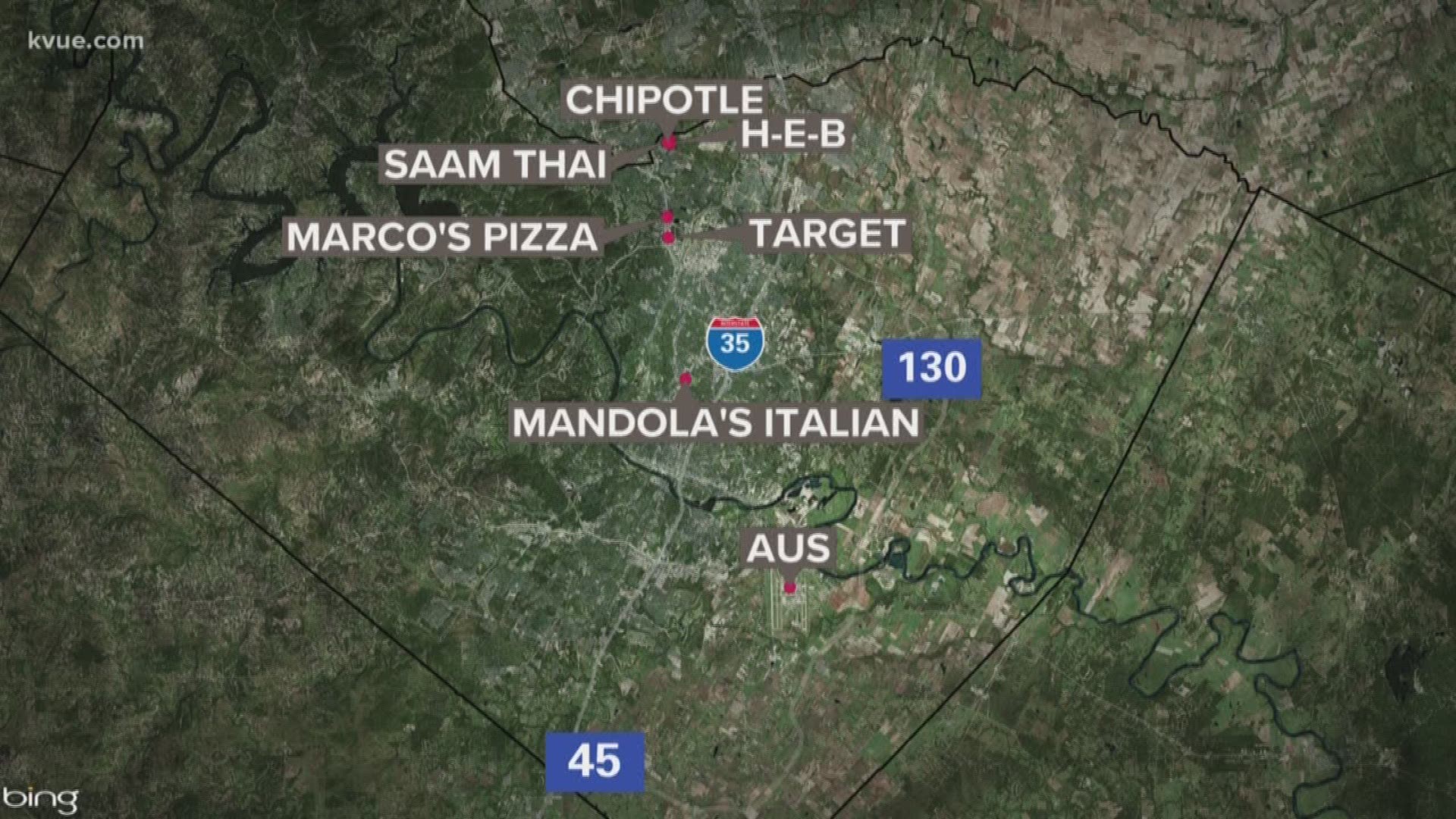 We have a list of the places the person with measles visited.