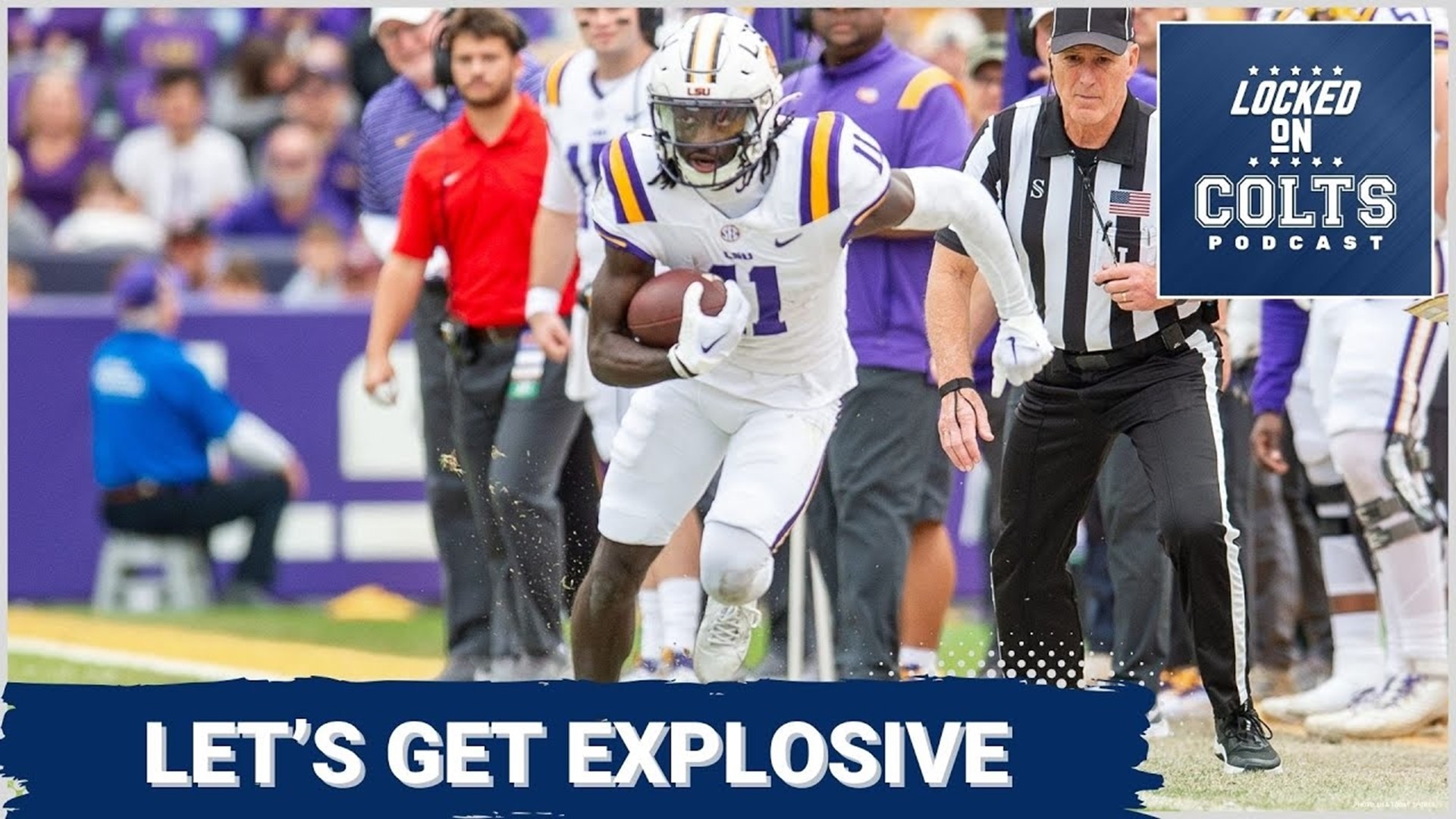 The Indianapolis Colts have an opportunity to get explosive in Round 1 with wide receiver Brian Thomas Jr. At 6'4", 205 and near 4.3 speed.