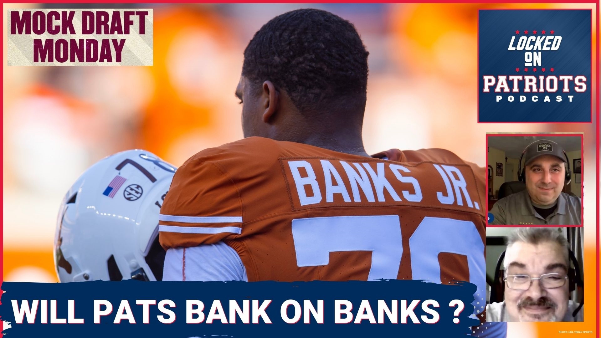 Host Mike D'Abate and Thomas Murphy dissect listener-submitted mock drafts, spotlighting New England Patriots potential picks like Kelvin Banks Jr. and Josh Simmons.