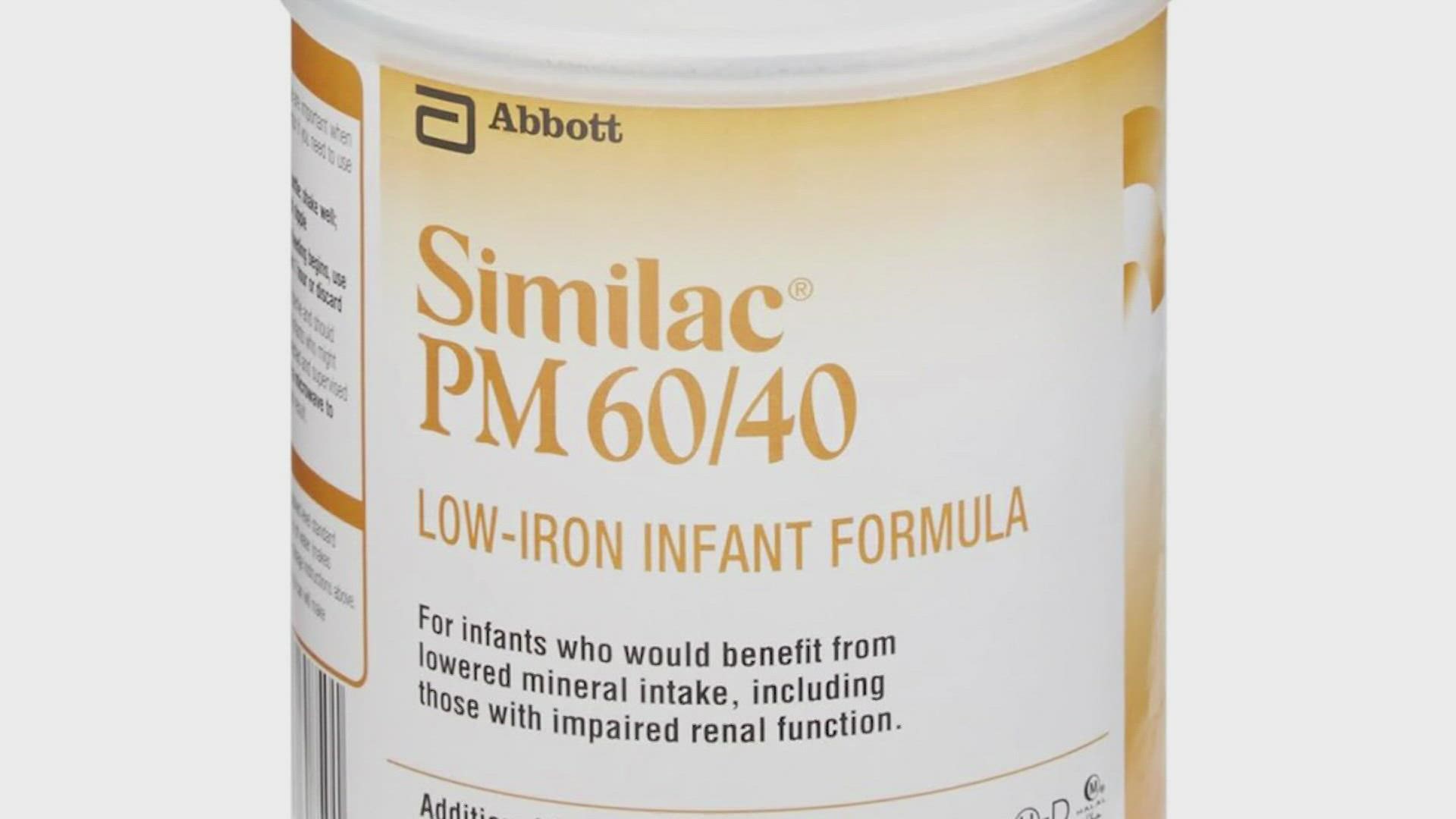 Abbott Nutrition is issuing a voluntary recall for some powdered baby formulas for some Similac PM 60/40 cans and cases made at a Michigan facility.